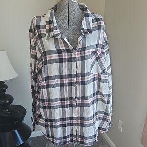 Faded Glory Cotton Plaid Button Down